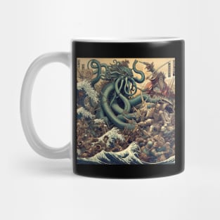 Battle against the legendary beast with Katsushika Hokusai style Mug